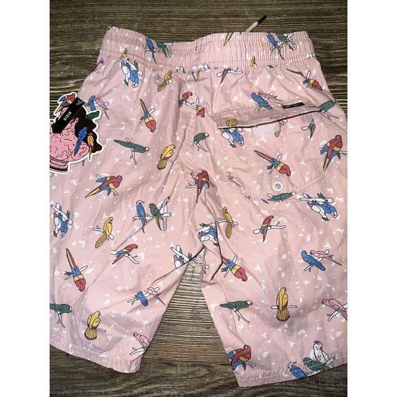 RVCA Mens XS Elastic Print Shorts Pink Parakeet Drawstring Waist. NWT. Q - Picture 6 of 6